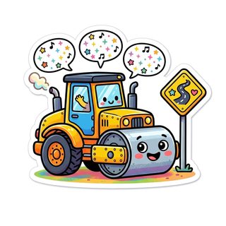 kawaii steamroller sticker