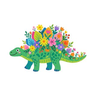 floral stegosaurus illustration