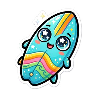 cartoon surfboard sticker