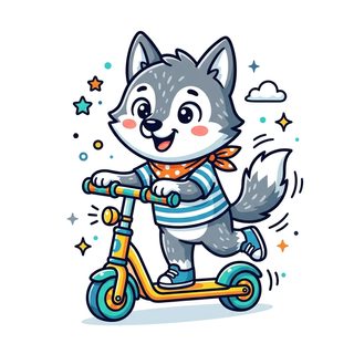 wolf riding scooter