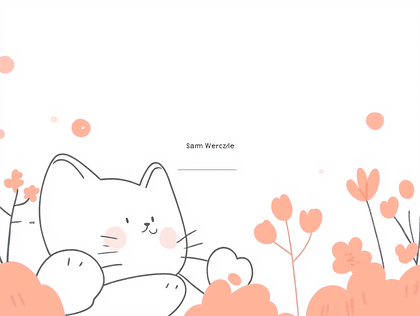 Cute Cat and Floral Illustration