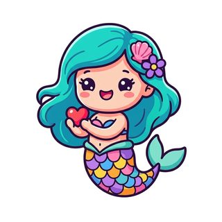 chibi mermaid heart