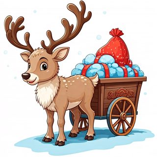 reindeer pulling wagon
