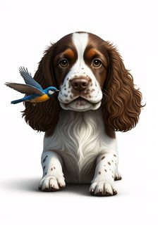 spaniel puppy bird