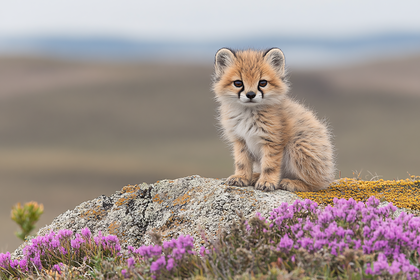 Cute Fennec Fox Pup On Rock
