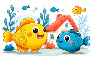 Cute Fish Friends Underwater House
