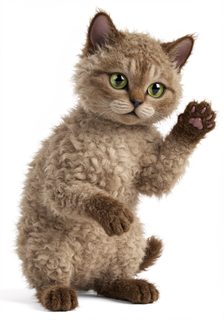 waving fluffy kitten