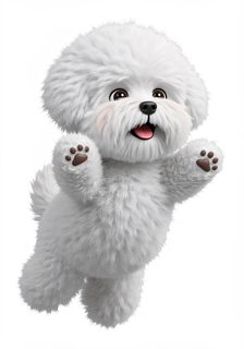 jumping fluffy puppy