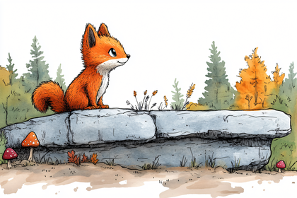 Cute Fox On Stone Wall
