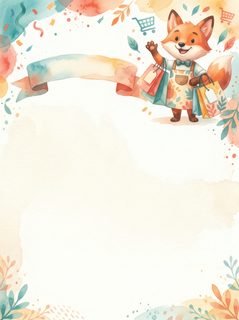 watercolor fox shopping