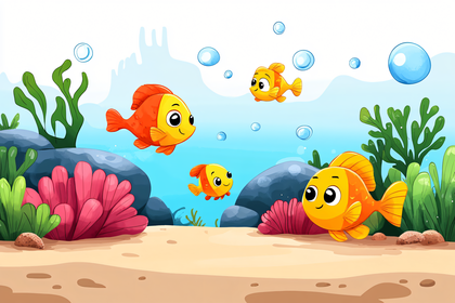 Cute Goldfish In Underwater Scene