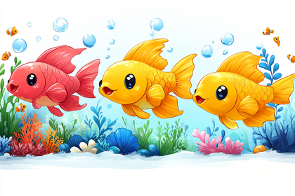 Cute Goldfish Underwater Scene