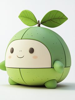 Cute Green Fruit-Shaped Character