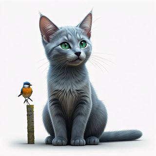 kitten and bird