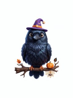 halloween witch crow