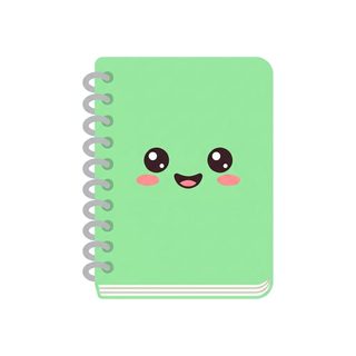 Green notebook smiling