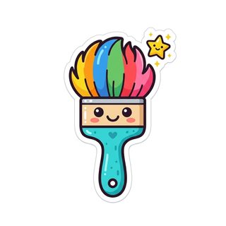 kawaii rainbow paintbrush