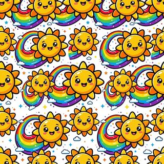 kawaii sun rainbow pattern