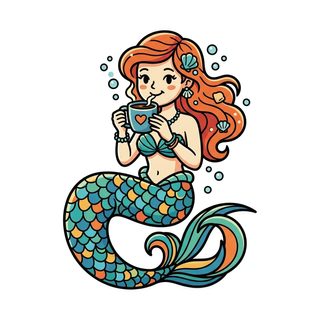 mermaid coffee illustration