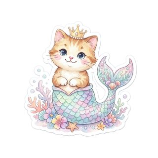 mermaid kitten sticker