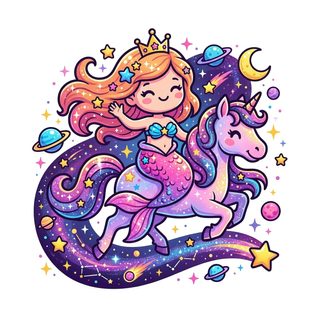 mermaid riding unicorn