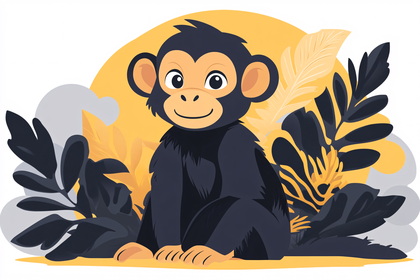 Cute Monkey Surrounded by Foliage