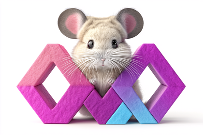 Cute Mouse Behind Geometric Shapes