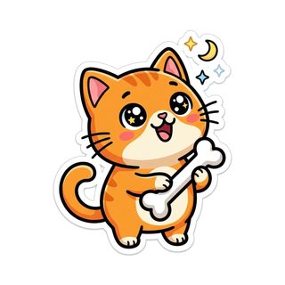cute orange cat bone sticker