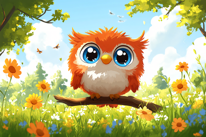 Cute Owl on a Branch