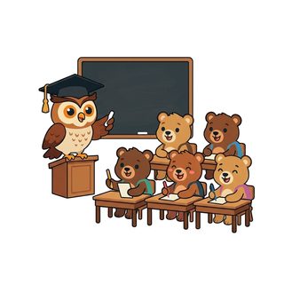Owl teacher and students