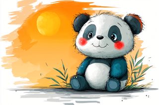 Cute Panda Cub Sitting