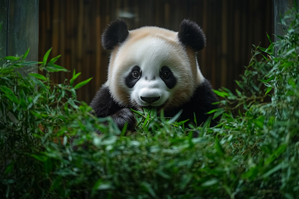 Cute Panda Eating Bamboo
