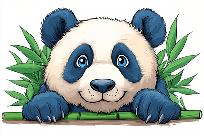 Cute Panda with Bamboo