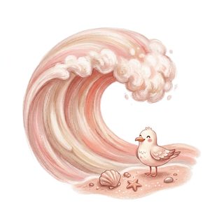 pastel wave and seagull