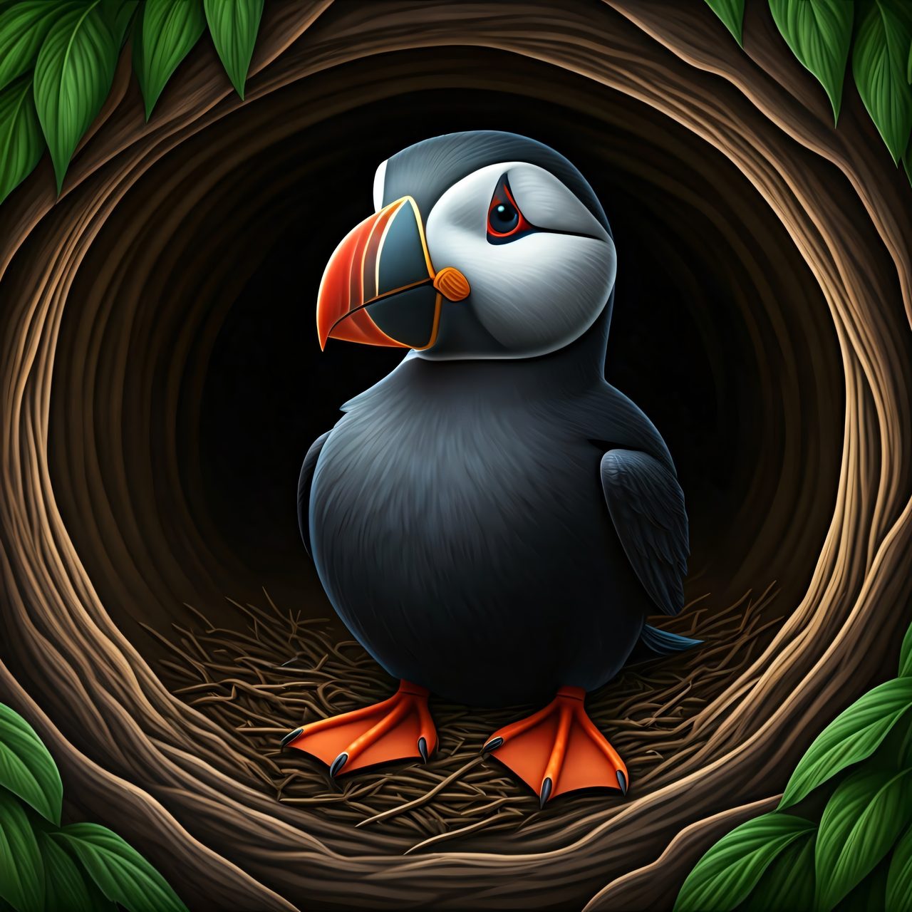 puffin-in-burrow