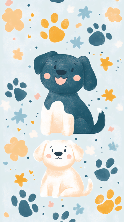 Cute Puppies Illustration