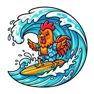 surfing rooster