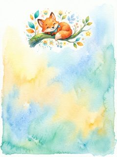 sleeping fox watercolor