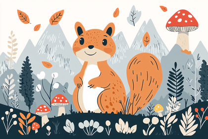Cute Squirrel in Forest