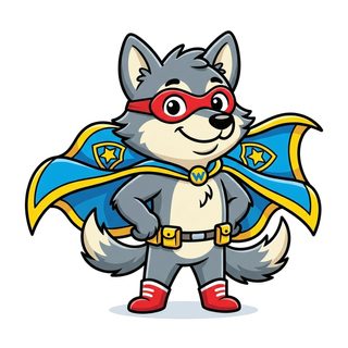 superhero wolf mascot