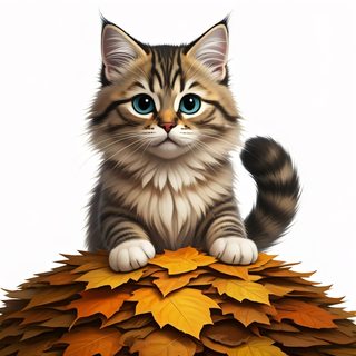 kitten autumn leaves