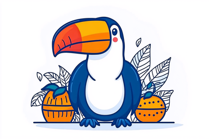 Cute Toucan with Oranges