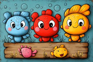 Cute Underwater Creatures Illustration