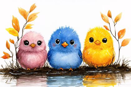 Cute Watercolor Birds