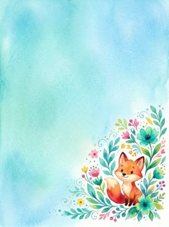 watercolor fox frame
