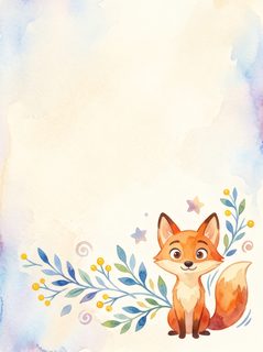 watercolor fox stationery