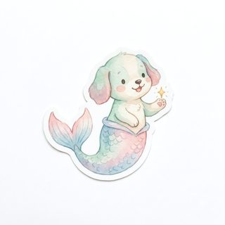 puppy mermaid sticker