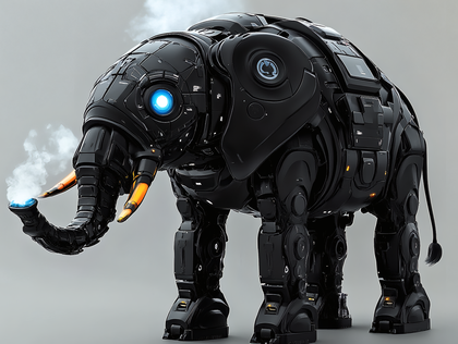 Cybernetic Elephant with Glowing Eye