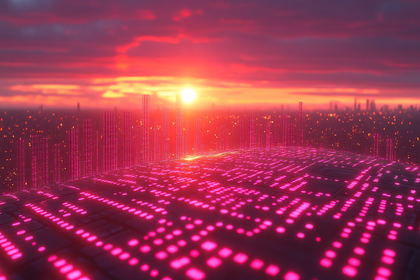 Cyberpunk Cityscape at Sunset