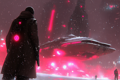 Cyberpunk Watcher in Neon City
